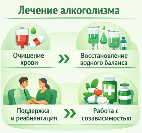 лечение алкоголизма в Свободном этапы